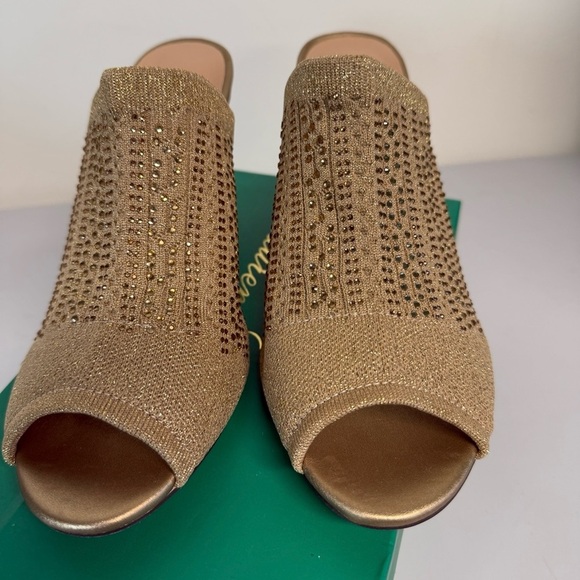 Lauren Lorraine MARTHA Rhinestone Stretch Wedge womens Gold Size 8 NEW - Picture 4 of 6